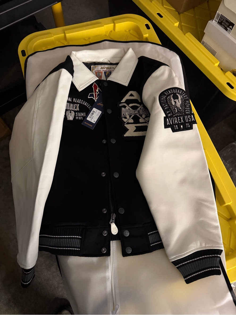 Avirex men’s Black & White Varsity Jacket